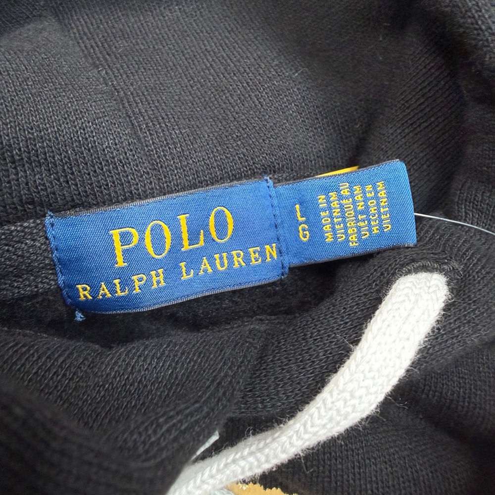 Polo Ralph Lauren Women‎ Size Large Hoodie Black Polo Bear Tuxedo Fleece NWT - Picture 4 of 8